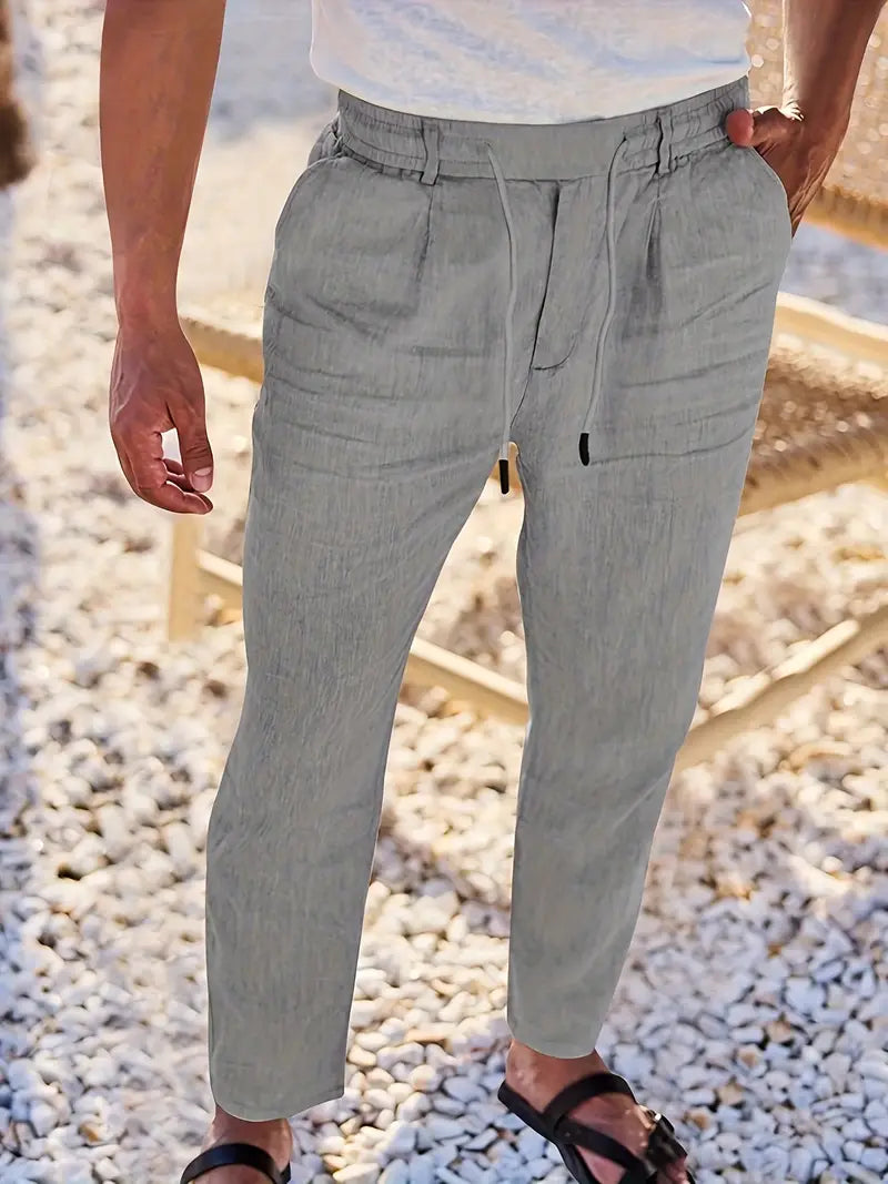 LUREVA™ | PANTALON AMPLE EN LIN AVEC CORDON DE SERRAGE