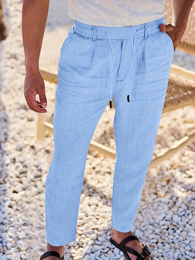 LUREVA™ | PANTALON AMPLE EN LIN AVEC CORDON DE SERRAGE