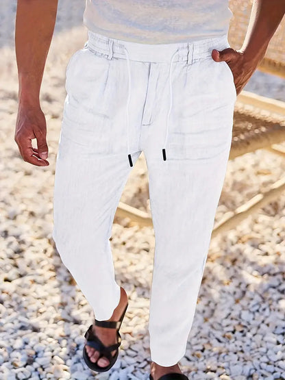 LUREVA™ | PANTALON AMPLE EN LIN AVEC CORDON DE SERRAGE